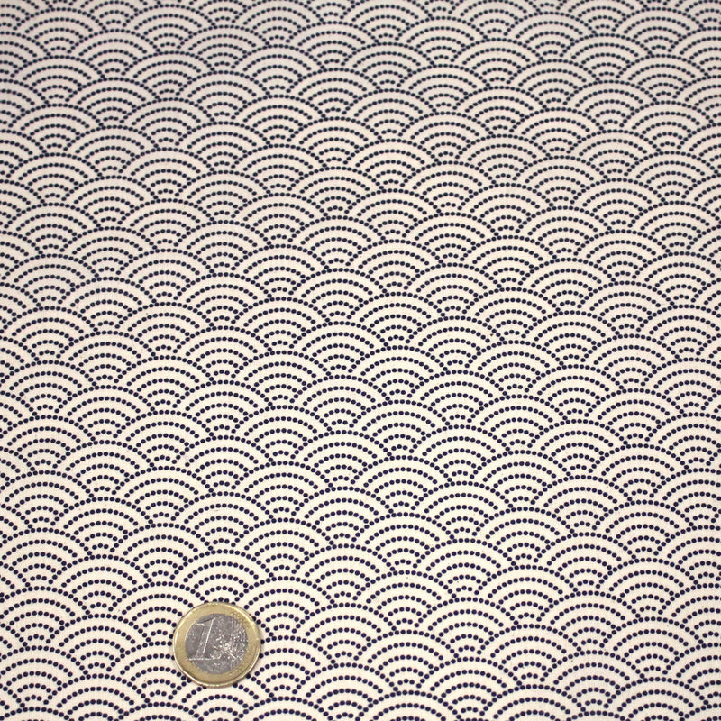 Tissu cotonnade motif japonais SEIGAIHA : écru/bleu et bleu/écru - COLLECTION JAPON INDIGO - TissusPapi.com