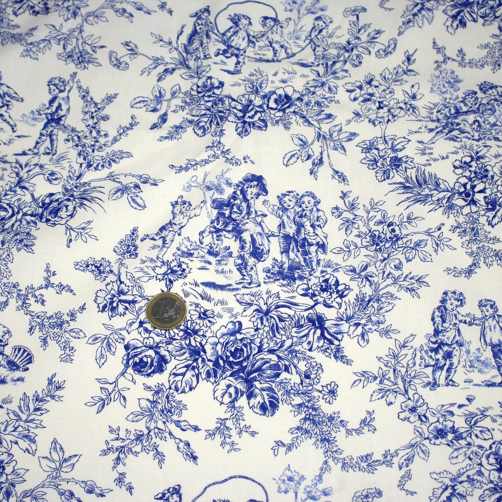 Tissu Coton Imprimé Paysage Jouy - 2,80m X 1,10m, Neuf, Idéal Pour Décoration