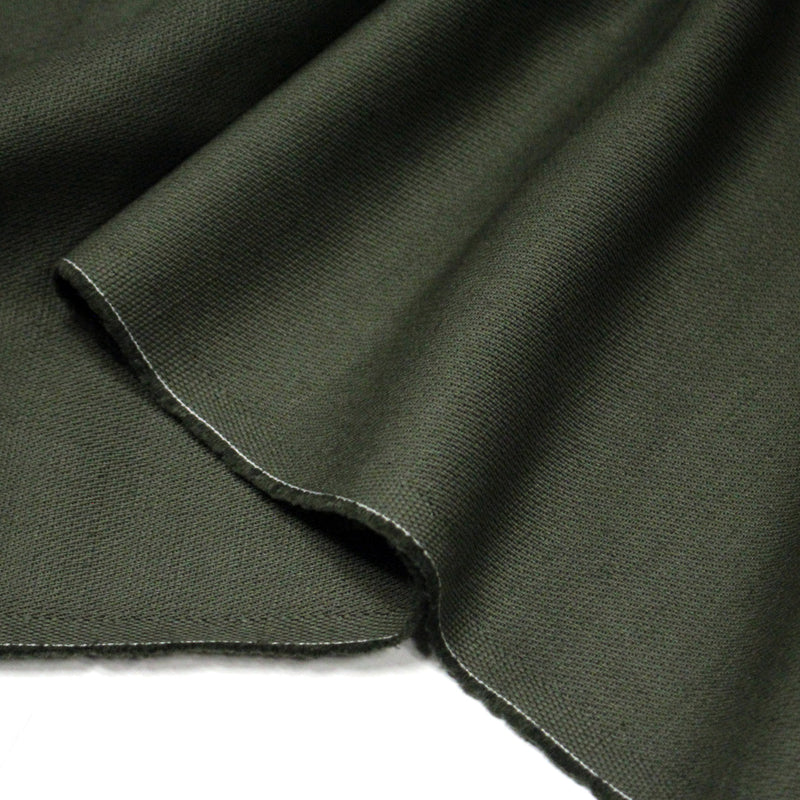 Tissu sergé de coton vert kaki, tissage fin - TissusPapi.com