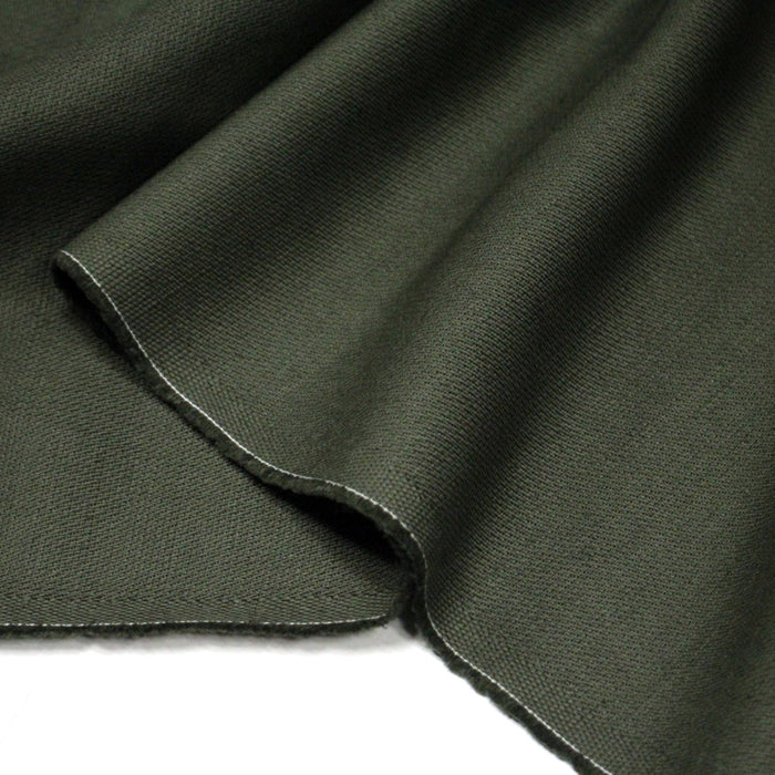 Tissu sergé de coton vert kaki, tissage fin