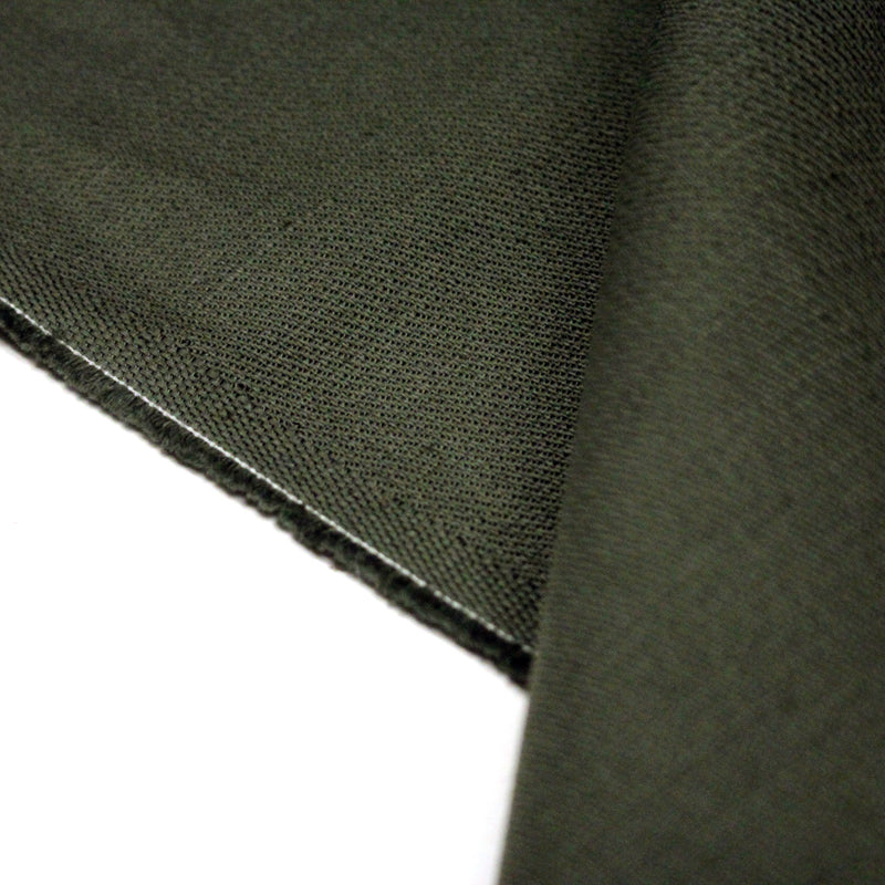 Tissu sergé de coton vert kaki, tissage fin - TissusPapi.com