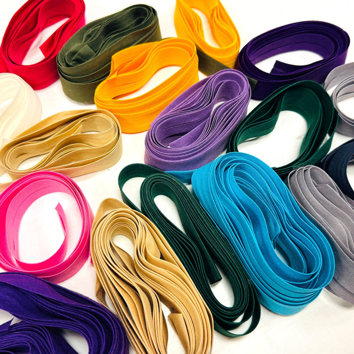 Lot de coupes de biais de coton 20mm de large : plein de couleurs ! - TissusPapi.com