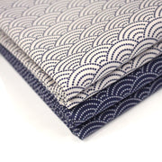 Tissu cotonnade motif japonais SEIGAIHA : écru/bleu et bleu/écru - COLLECTION JAPON INDIGO - TissusPapi.com