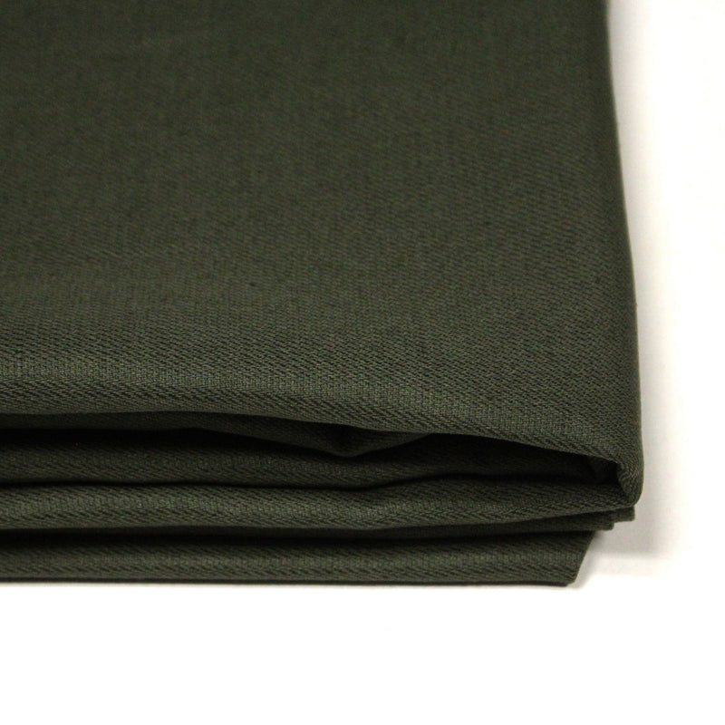 Tissu sergé de coton vert kaki, tissage fin - TissusPapi.com