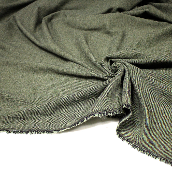 Tissu lainage faux - uni vert amande & noir - Fabrication italienne - TissusPapi.com