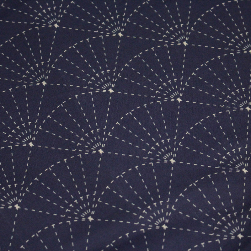 Tissu cotonnade motif japonais SASHIKO & SENSU – Bleu indigo & écru - TissusPapi.com