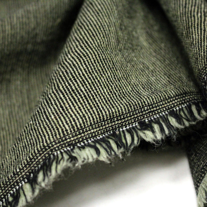 Tissu lainage faux - uni vert amande & noir - Fabrication italienne - TissusPapi.com