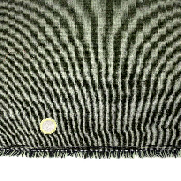 Tissu lainage faux - uni vert amande & noir - Fabrication italienne - TissusPapi.com