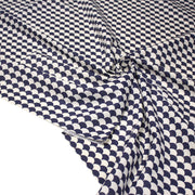 Tissu cotonnade motif japonais écailles KIKKO – Bleu indigo & écru - TissusPapi.com