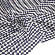 Tissu cotonnade motif japonais écailles KIKKO – Bleu indigo & écru - TissusPapi.com