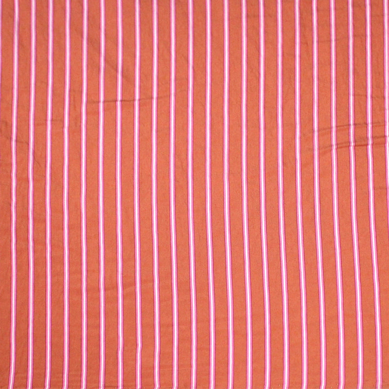 Tissu viscose fluide SERENIDADE, tissé corail aux rayures roses et blanches - Fabrication française - TissusPapi.com
