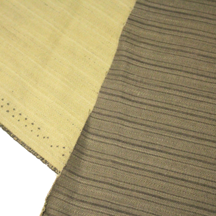 Tissu coton tissé chevrons et liserés aux tons vert kaki - fabrication française - TissusPapi.com
