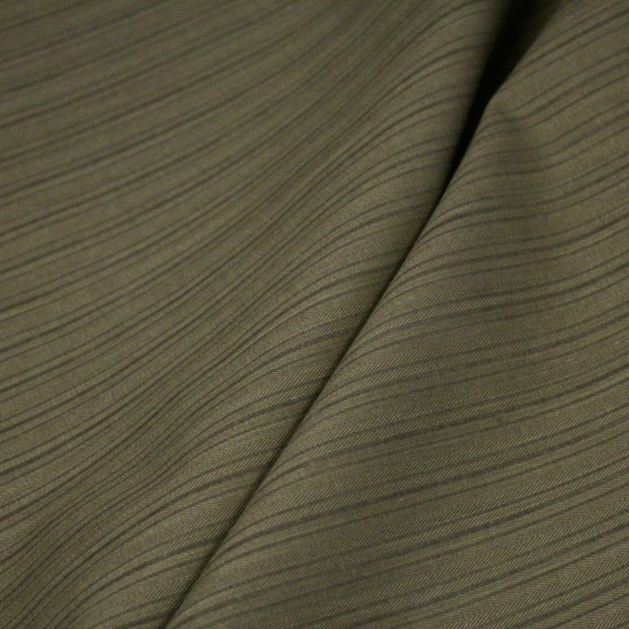 Tissu coton tissé chevrons et liserés aux tons vert kaki - fabrication française - TissusPapi.com