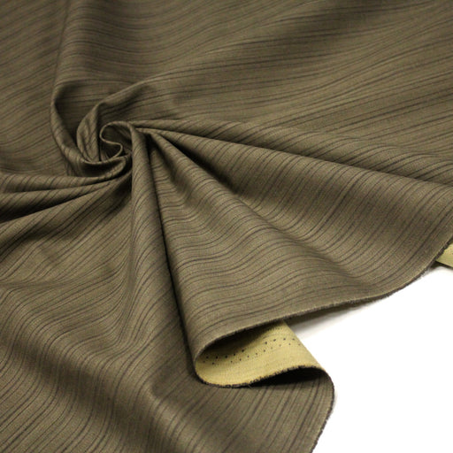Tissu coton tissé chevrons et liserés aux tons vert kaki - fabrication française - TissusPapi.com