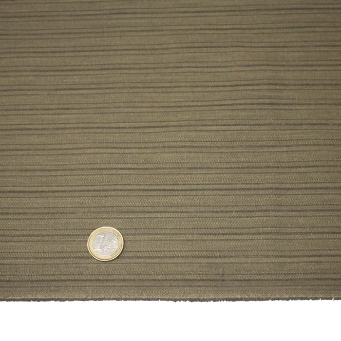 Tissu coton tissé chevrons et liserés aux tons vert kaki - fabrication française - TissusPapi.com
