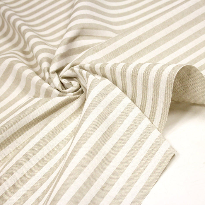 Tissu coton façon lin aux rayures blanches 10mm - TissusPapi.com