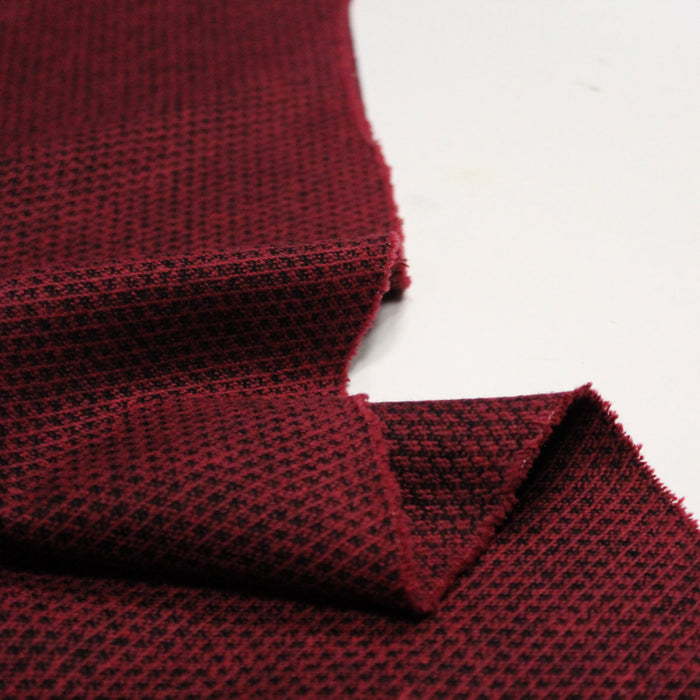 Tissu lainage faux uni rouge & noir - Fabrication italienne