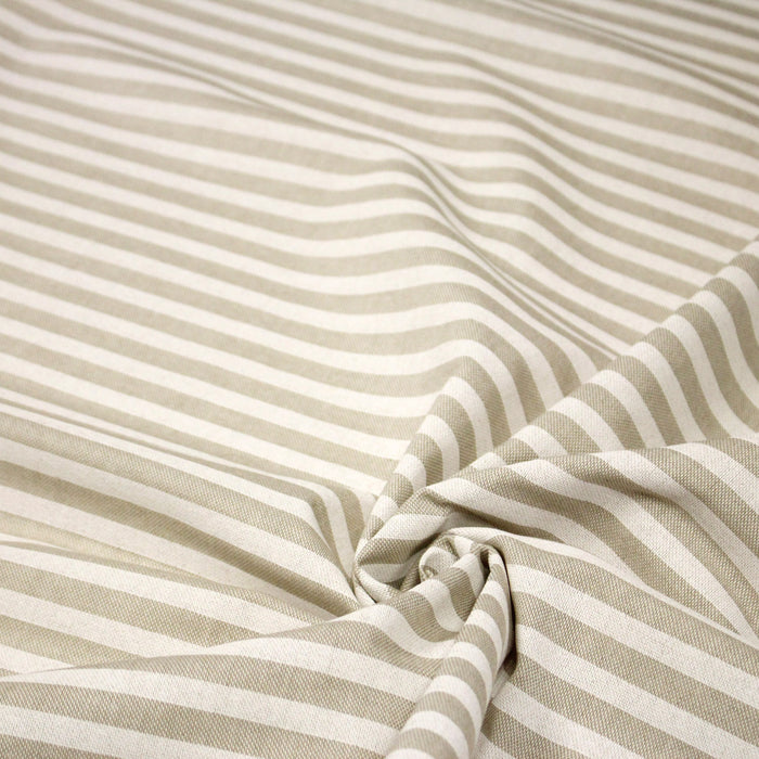 Tissu coton façon lin aux rayures blanches 10mm - TissusPapi.com
