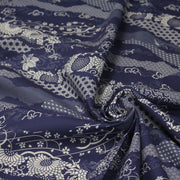 Tissu cotonnade WAGARA aux motifs japonais et tons bleu indigo & écrus - TissusPapi.com