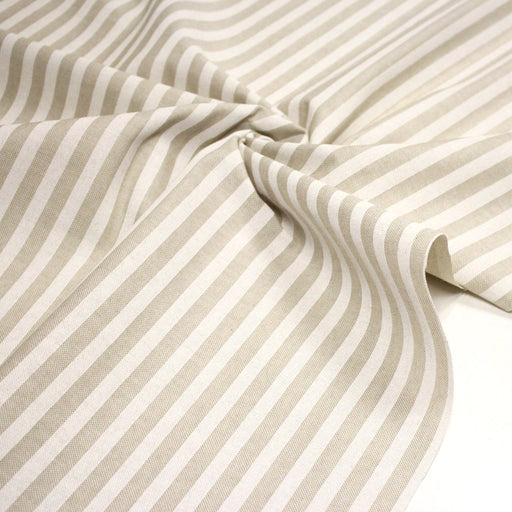 Tissu coton façon lin aux rayures blanches 10mm - TissusPapi.com