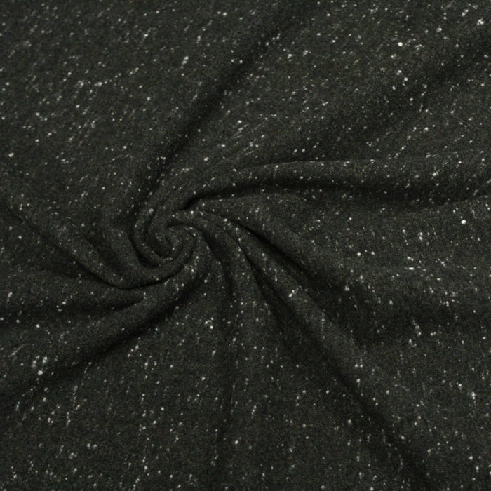 Tissu lainage tweed faux-uni gris, vert & écru - Fabrication italienne