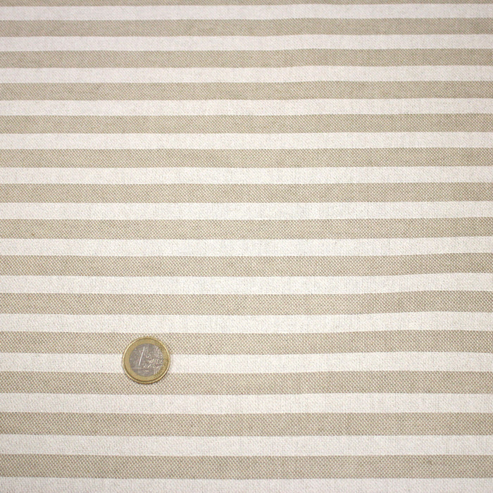 Tissu coton façon lin aux rayures blanches 10mm - TissusPapi.com