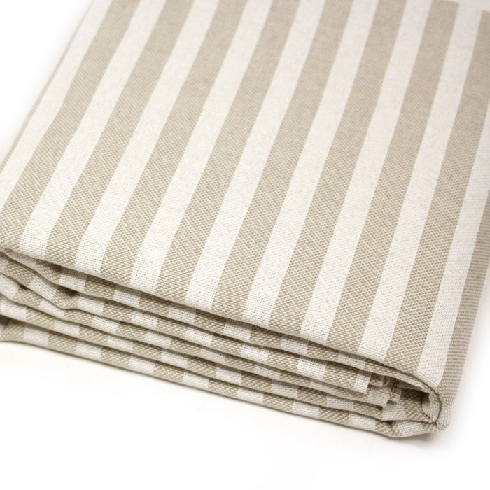 Tissu coton façon lin aux rayures blanches 10mm - TissusPapi.com