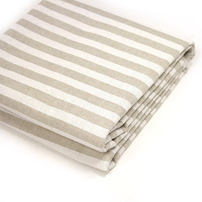 Tissu coton façon lin aux rayures blanches 10mm - TissusPapi.com
