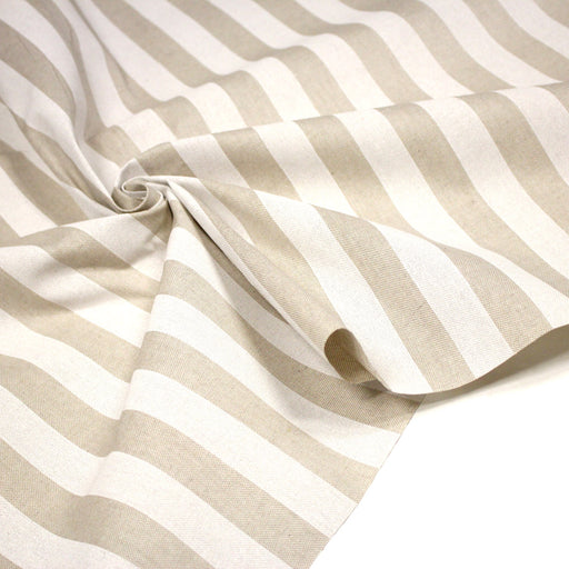 Tissu coton façon lin aux rayures blanches 25mm - TissusPapi.com