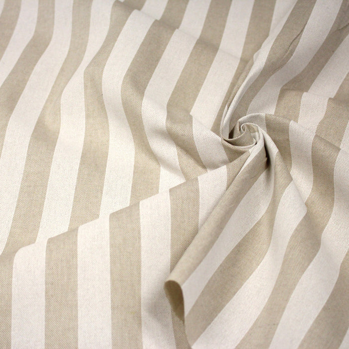 Tissu coton façon lin aux rayures blanches 25mm - TissusPapi.com