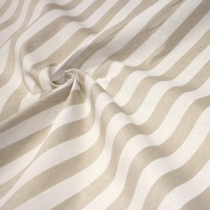 Tissu coton façon lin aux rayures blanches 25mm - TissusPapi.com