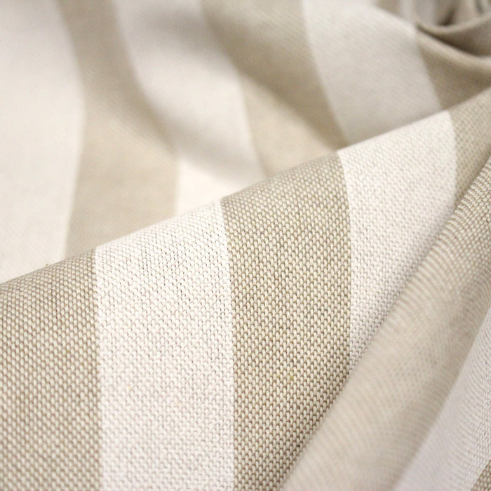 Tissu coton façon lin aux rayures blanches 25mm - TissusPapi.com