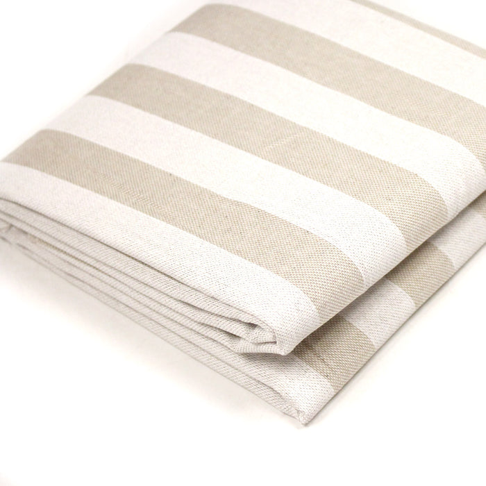 Tissu coton façon lin aux rayures blanches 25mm - TissusPapi.com