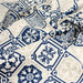 Tissu coton façon lin Carreaux de faïence bleus & blancs Azulejos - TissusPapi.com