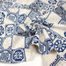 Tissu coton façon lin Carreaux de faïence bleus & blancs Azulejos - TissusPapi.com