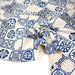 Tissu coton façon lin Carreaux de faïence bleus & blancs Azulejos - TissusPapi.com