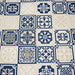 Tissu coton façon lin Carreaux de faïence bleus & blancs Azulejos - TissusPapi.com