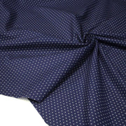 Tissu cotonnade motif japonais KA - KASURI, aux fines croix écrues, fond bleu indigo - TissusPapi.com
