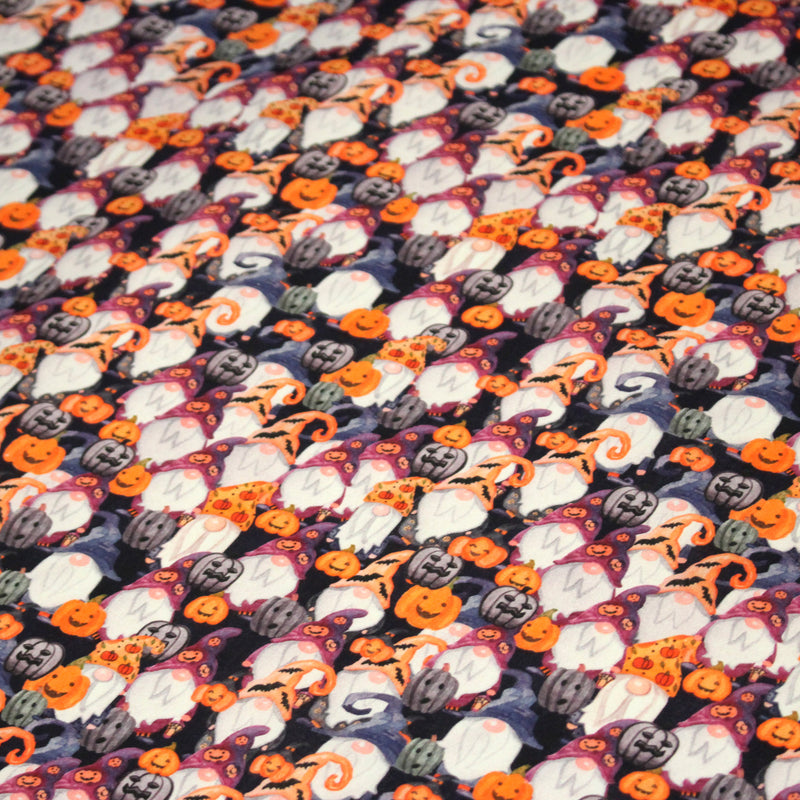 Tissu cotonnade HALLOWEEN aux têtes de citrouille multicolores - OEKO - TEX STANDARD 100 - TissusPapi.com