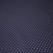 Tissu cotonnade motif japonais KA - KASURI, aux fines croix écrues, fond bleu indigo - TissusPapi.com