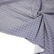 Tissu cotonnade motif japonais feuilles géométriques ASANOHA, bleu indigo & écru - TissusPapi.com