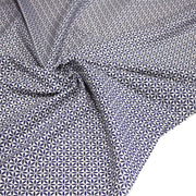 Tissu cotonnade motif japonais feuilles géométriques ASANOHA, bleu indigo & écru - TissusPapi.com