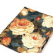 Tissu gabardine coton imprimée floral aux roses oranges et corail, fond bleu canard faux - uni - TissusPapi.com