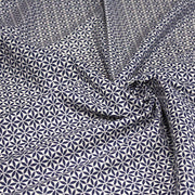 Tissu cotonnade motif japonais feuilles géométriques ASANOHA, bleu indigo & écru - TissusPapi.com