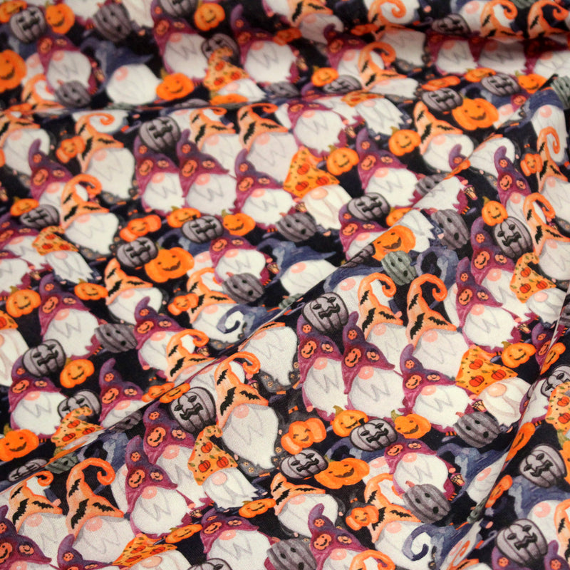 Tissu cotonnade HALLOWEEN aux têtes de citrouille multicolores - OEKO - TEX STANDARD 100 - TissusPapi.com