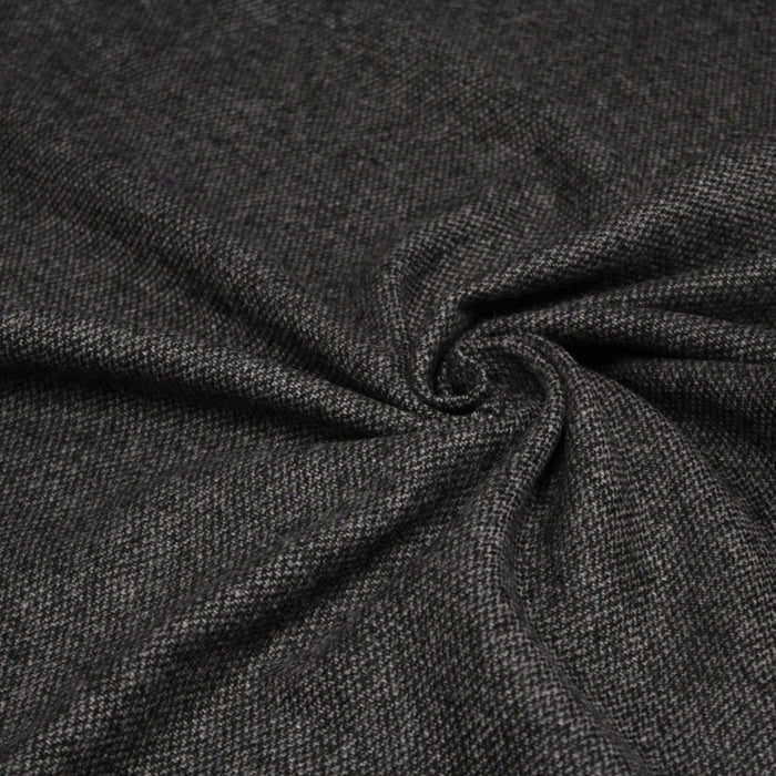 Tissu lainage faux-uni gris & noir - Fabrication italienne