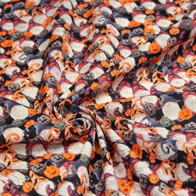 Tissu cotonnade HALLOWEEN aux têtes de citrouille multicolores - OEKO - TEX STANDARD 100 - TissusPapi.com