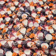 Tissu cotonnade HALLOWEEN aux têtes de citrouille multicolores - OEKO - TEX STANDARD 100 - TissusPapi.com