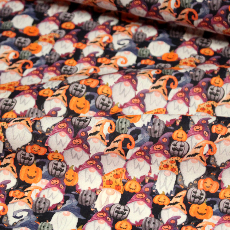 Tissu cotonnade HALLOWEEN aux têtes de citrouille multicolores - OEKO - TEX STANDARD 100 - TissusPapi.com