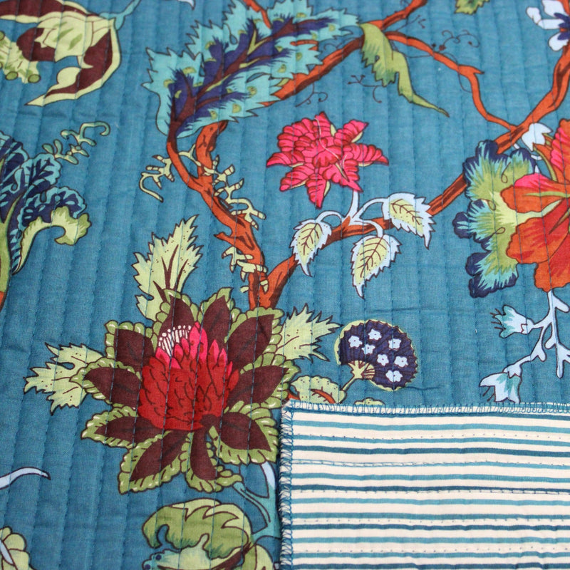 Tissu matelassé coton indien, motif traditionnel floral : nombreuses couleurs et fleuris au choix! - TissusPapi.com